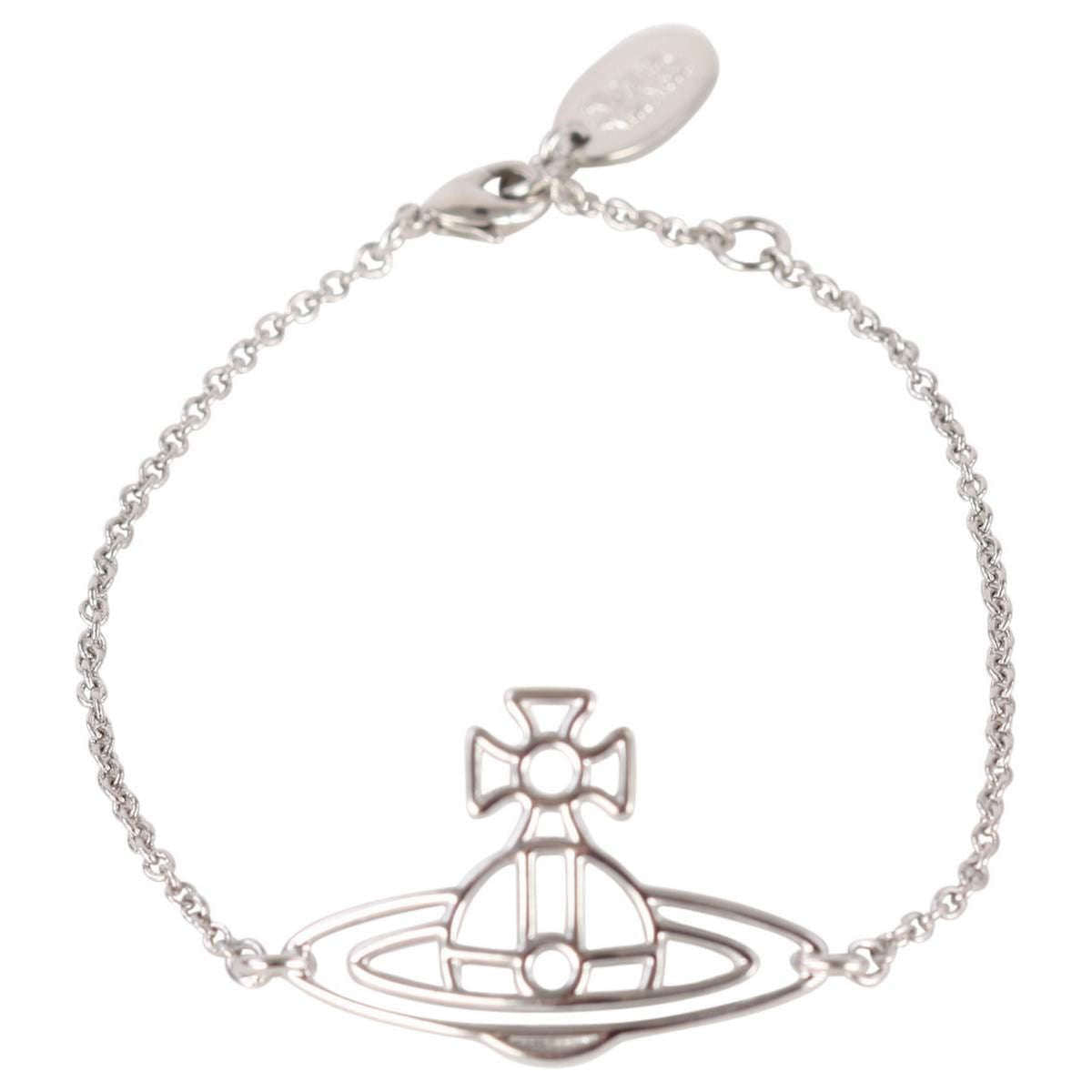 Vivienne Westwood Silver Thin Lines Flat Orb Bracelet | Grahams of