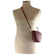 David Jones Burgundy Small Turnlock Shoulder Bag