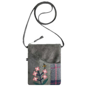 Earth Squared Grey Tweed Original Flower Applique Sling Bag