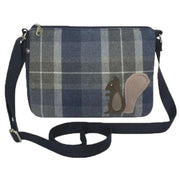 Earth Squared Navy Tweed Squirrel Applique Messenger Bag