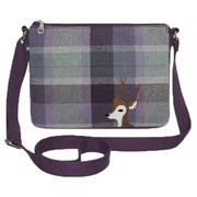 Earth Squared Purple Tweed Deer Applique Messenger Bag