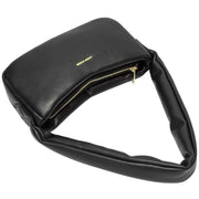 Every Other Black Wide Puffy Zip Top Shoulder Bag