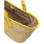 Every Other Yellow Large Straw Rattan Tote Bag