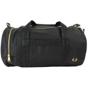 Fred Perry Black Textured Nylon Barrel Bag