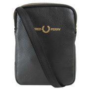 Fred Perry Black Tumbled Leather Side Bag