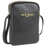 Fred Perry Black Tumbled Leather Side Bag