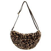 Hindbag Brown Andrea Faux Leopard Half Moon Bag