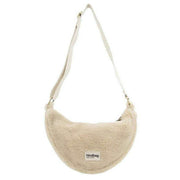 Hindbag Cream Andrea Teddy Half Moon Bag