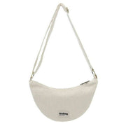 Hindbag Cream Andrea Velvet Half Moon Bag