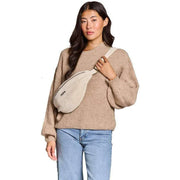 Hindbag Cream Sasha Large Velvet Bum Bag