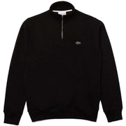 Lacoste Black Half Zip Stand Up Collar Cotton Sweatshirt