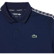 Lacoste Navy Monogram Jacquard Stripe Pique Polo