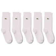 Lacoste White Long Cotton 5 Pack Socks