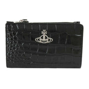 Vivienne Westwood Black Croc Slim Flap Card Holder