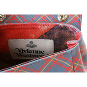 Vivienne Westwood Orange Saffiano Printed Tartan Small Chain Purse