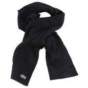 Lacoste Black Ribbed Wool Scarf